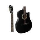 Violão 39 eletroacustico cutway, com tensor e corpo de tília, cor preto
