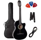 Violão Eletroacústico GIANNINI Flat Aço SF-14 Preto + Capa + Correia + Cabo p10 + Palhetas Violão Eletroacústico GIANNINI Flat Aço SF-14 Preto + Capa + Correia + Cabo p10 + Palhetas