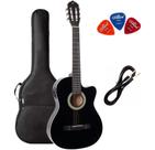 Violão Eletroacústico GIANNINI Flat Aço SF-14 Preto + Capa + Palhetas + Cabo p10 Violão Eletroacústico GIANNINI Flat Aço SF-14 Preto + Capa + Palhetas + Cabo p10