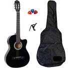 Violão Eletroacústico GIANNINI Flat Aço SF-14 Preto + Capa + Palhetas + Capotraste Violão Eletroacústico GIANNINI Flat Aço SF-14 Preto + Capa + Palhetas + Capotraste