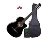 Violão Eletroacústico GIANNINI Nylon Flat NF-14 Preto + Capa + Palhetas