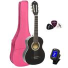 Violão Infantil Giannini NR Nylon Preto Capa Pink Afinador Palhetas Violão Infantil Giannini NR Nylon Preto Capa Pink Afinador Palhetas