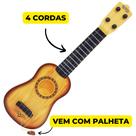 Violão Realista Infantil Musicalização Aprendizado Violãozinho 4 cordas Marfim brinquedo musical