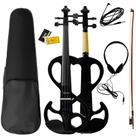 Violino Elétrico Intermediário Orquezz Scroll 4,4 Maciço com Estojo Arco Breu Fone e Cabo Ajustado por Luthier Preto Z010E