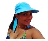 Viseira de Praia Feminina de Tactel - Cinza Claro