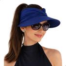 Viseira Turbante Feminina Proteção Solar UV Ajustável Praia Piscina Moda Verão - Azul
