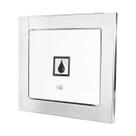Visor de água branco com moldura em inox polida brilhante espelhada