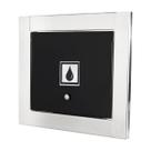 Visor de água porta em preto fosto com moldura em inox polida brilhante espelhada