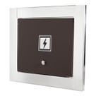 Visor de luz energia marrom com moldura em inox polida brilhante espelhada