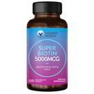 Vitamin World Super Biotin 5000 mcg 120 cápsulas sem glúten