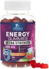 Vitamina B12 Energy Gummies 1000 mcg, chá verde, suplemento natural de cafeína, vitaminas energéticas diárias extras, delicioso suplemento mastigável sem glúten com sabor de frutas vermelhas para andar de bicicleta e correr 120 comprimidos