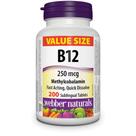 Vitamina B12 Webber Naturals Metilcobalamina 250mcg 200 comprimidos