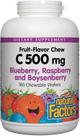 Vitamina C Natural Factors 500 mg 180 bolachas mastigáveis de frutas mistas