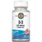 Vitamina D-3 para mastigar KAL 1000 UI com sabor de hortelã 200 mastigáveis