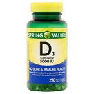 Vitamina D3 5000 Iu Spring Valley 250 Softgels Importada EEUU