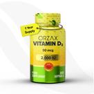 Vitamina D3 ORZAX 2000 UI, sem transgênicos, sem glúten, 1 ano, 360 cápsulas gelatinosas