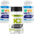 Vitamina K2 e 2x MultiVita com K2 D3 e Cálcio Idosos Adultos Fortalecimento Força Ossos Dentes