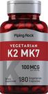 Vitamina K2 MK7 100 mcg Piping Rock 180 Cápsulas Vegetarianas