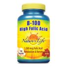 Vitamina Nature's Life B-100 com Ácido Fólico Alto 100 cápsulas