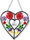 Vitral de coração Suncatcher KY & BOSAM com flor real