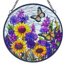 Vitral de girassol Suncatcher Butterfly para janelas 15x15cm