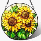Vitral Suncatcher LAOWEIKI Sunflower 20cm para janela