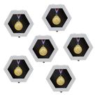 Vitrina: caixa de medalhas hexagonal BiJun, 12x12x3,5 cm, 6 peças