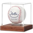 Vitrina de beisebol JupDec Clear Cube com base de madeira