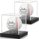 Vitrine de beisebol JupDec, base de madeira acrílica transparente, pacote com 2