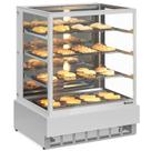 Vitrine Quente/Estufa Premium 1,00m Linha Conveniência Gourmet MGEE-100 BR Branca Gelopar - LED Perimetral + Rodízios