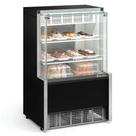 Vitrine Refrigerada Confeitaria 0,74m Linha Aurora GPEA-075 PR Preta Gelopar - Vidro Reto + Iluminação LED