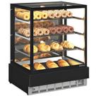 Vitrine Seca/Neutra Premium 1,00m Linha Conveniência Gourmet MGEN-100 PR Preta Gelopar - LED Perimetral + Rodízios