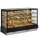 Vitrine Seca/Neutra Premium 2,00m Linha Conveniência Gourmet MGEN-200 PR Preta Gelopar - LED Perimetral + Rodízios