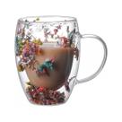Vittak Caneca Florida Vidro Duplo Borossilicato Fall 350ml com Flores