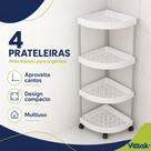 Vittak Carrinho Organizador Branco Multiuso de Canto com 4 Prateleiras e Rodinhas para Cozinha e Banheiro