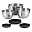 Vittak Conjunto 3 Bowls Inox Tigelas com Tampa Empilháveis Cozinha Preparo