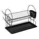 Vittak Escorredor de Louça Duplo Preto Inox para Pratos Talheres com Bandeja Cozinha