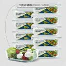 Vittak Kit 3, 5 e 10 Potes Herméticos de Vidro Borossilicato 640ml Transparente com Travas para Microondas e Freezer