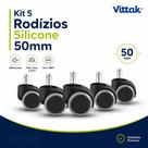 Vittak Kit 5 Rodinhas Silicone Cinza para Cadeira Escritório Suave Silencioso
