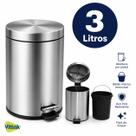 Vittak Lixeira 3L Aço Inox Redonda com Balde para Banheiro, Cozinha e Escritório Vittak Lixeira 3L Aço Inox Redonda com Balde para Banheiro, Cozinha e Escritório