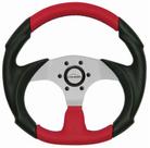 Volante Buggy Fusca Pequeno Vermelho 33 Cm + Cubo Alumínio Escovado Buggy Fusca de 1977 á 2013