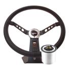 Volante Classico Lotse Big Block Couro Preto Haste Preta Com Cubo Adaptador