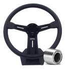 Volante Classico Lotse Daytona Couro Preto Haste Preta Com Cubo Adaptador