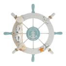 Volante decorativo de madeira para barco, branco náutico