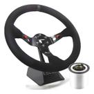 Volante Esportivo Lotse Dakar Camurça Preto Tarja Preta Com Cubo Adaptador Volante Esportivo Lotse Dakar Camurça Preto Tarja Preta Com Cubo Adaptador