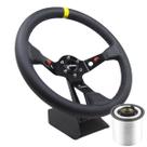Volante Esportivo Lotse Dakar Couro Preto Tarja Amarela Com Cubo Adaptador