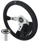 Volante Esportivo Lotse Dakar S Camurça Preta Haste Prata Com Cubo Adaptador Volante Esportivo Lotse Dakar S Camurça Preta Haste Prata Com Cubo Adaptador