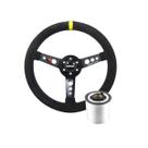 Volante Esportivo Lotse Maxx Competition Camurça Preta Tarja Amarela Com Cubo Adaptador Volante Esportivo Lotse Maxx Competition Camurça Preta Tarja Amarela Com Cubo Adaptador