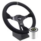 Volante Esportivo Lotse Ring Camurça Preto Tarja Preta Com Cubo Adaptador Volante Esportivo Lotse Ring Camurça Preto Tarja Preta Com Cubo Adaptador