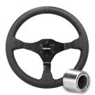 Volante Esportivo Lotse Ring Couro Preto Tarja Preta Com Cubo Adaptador Volante Esportivo Lotse Ring Couro Preto Tarja Preta Com Cubo Adaptador